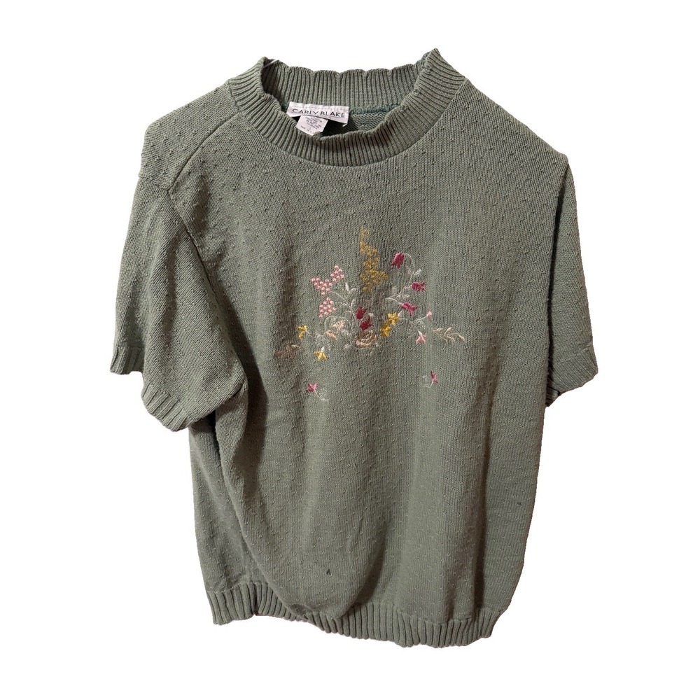 carly blake sweater Green Flowers Embroidery Size Large